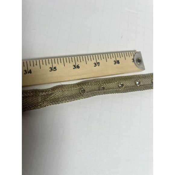Rare VTG Y2k Metal Gold Tone Mesh Fly Bling Belt Sz L M 36" to 39"  Retro - Picture 5 of 6